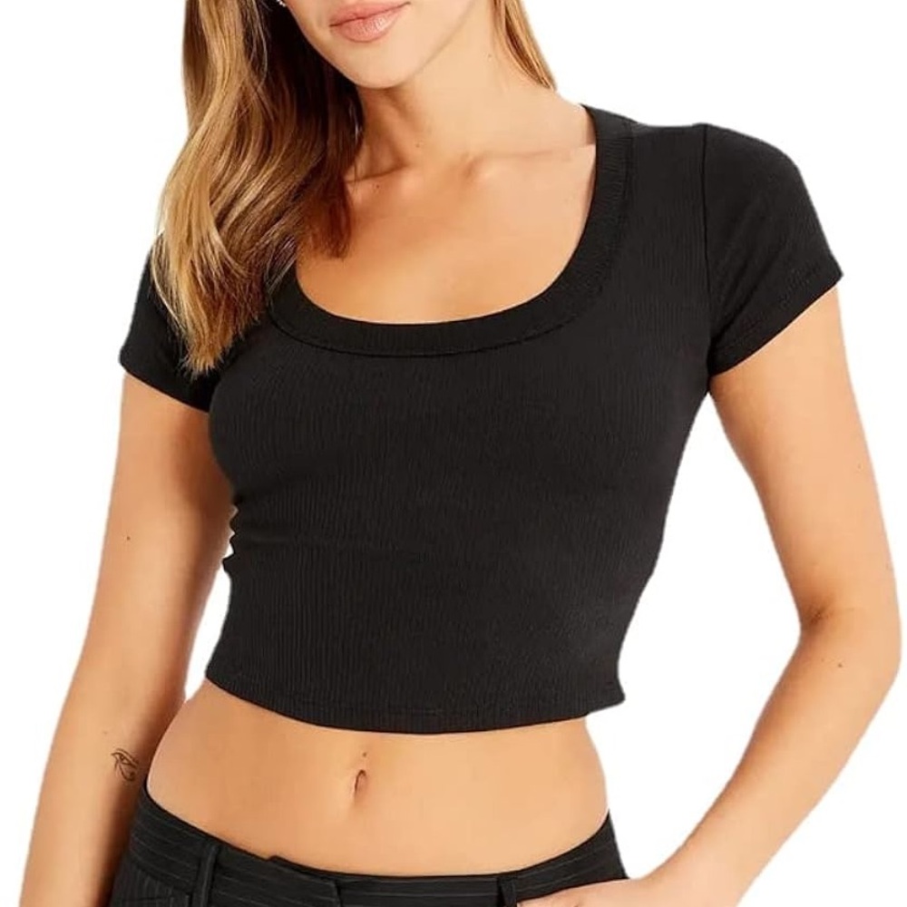 SIZE S MADEWELL  Black Fitted Crop Top